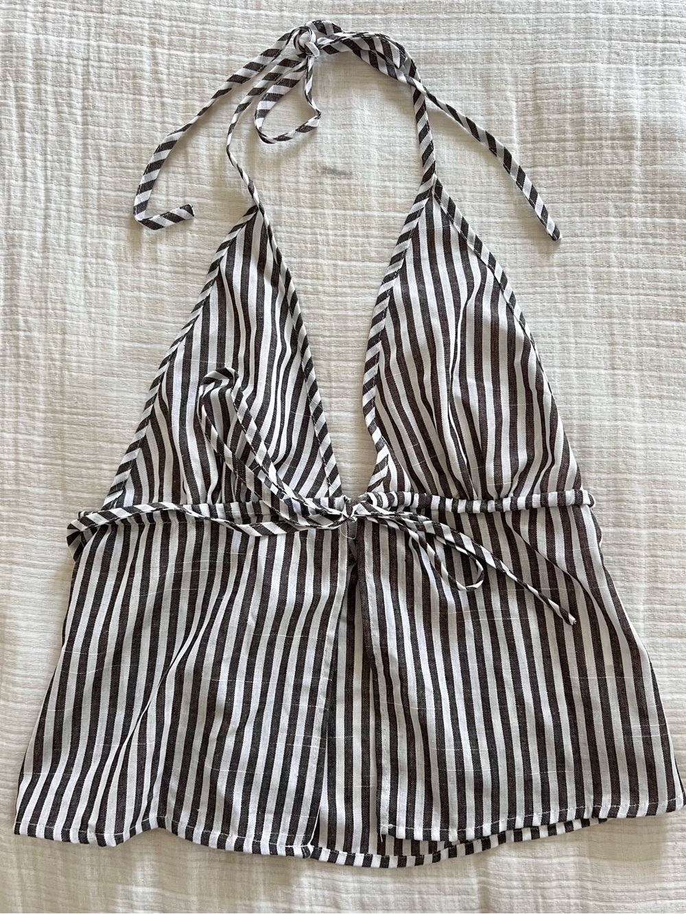 Halter neck striped top